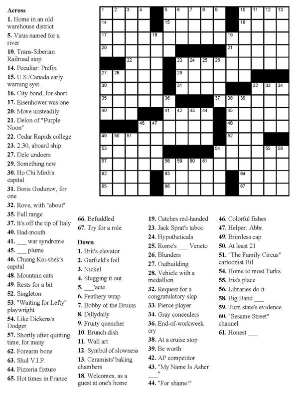 Www Free Printable Crossword Puzzles