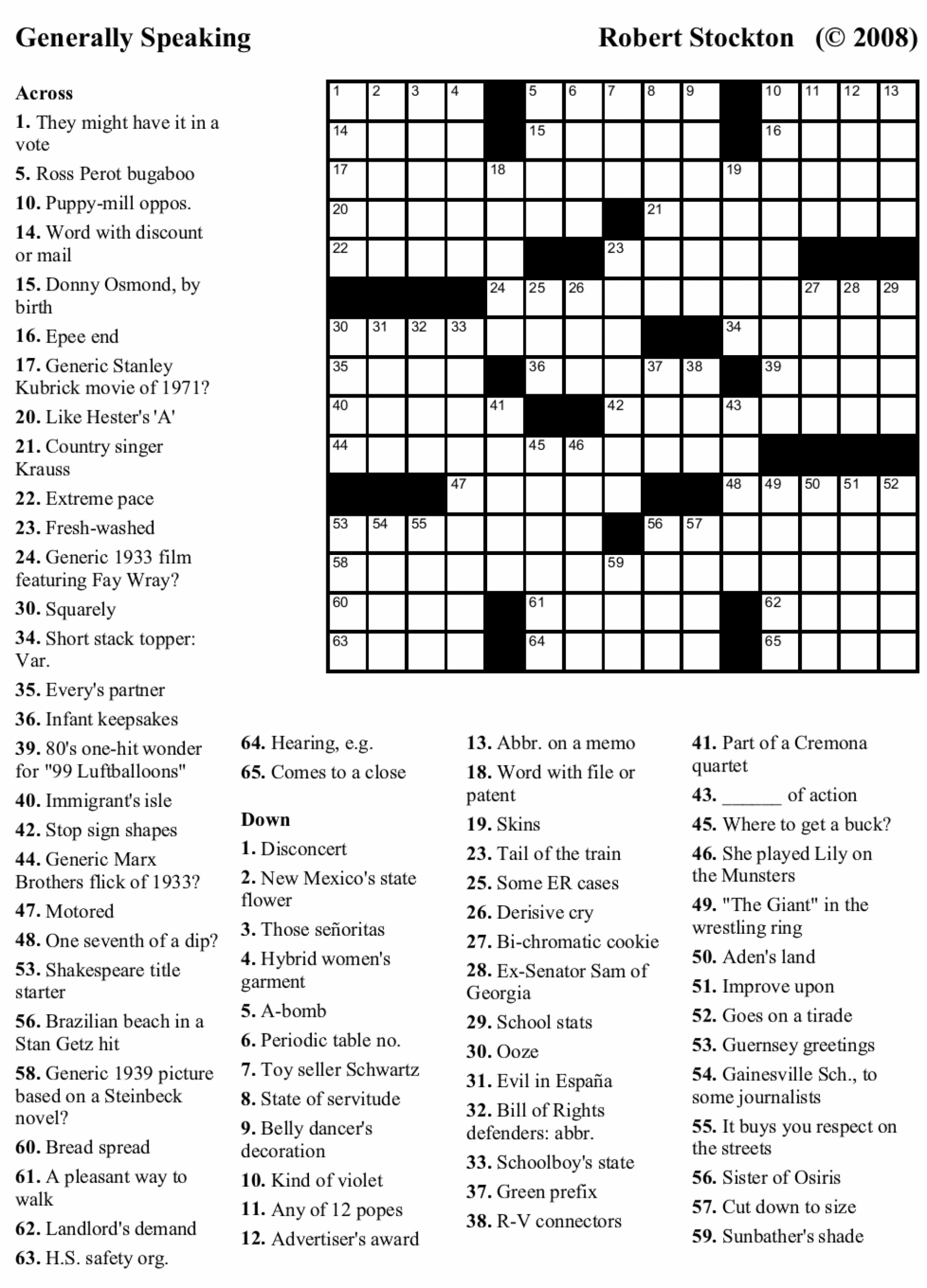 Www Free Printable Crossword Puzzles