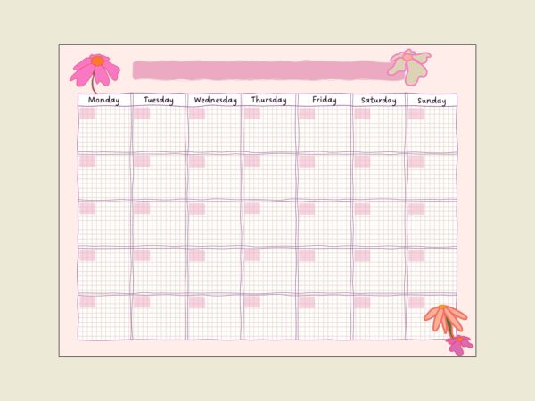 Monthly Calendar Printable Cute