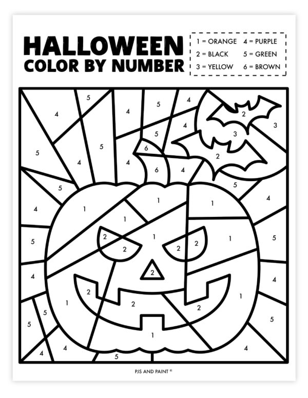 Halloween Color By Number Printable Worksheets