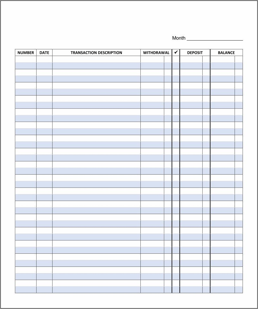 Full Page Printable Checkbook Register Full Page Printable Checkbook Register