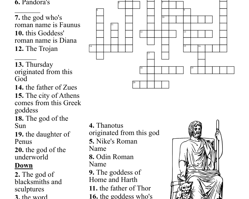 Greek Mythology Crossword Puzzle WordMint