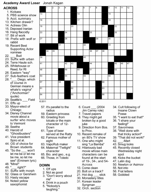Printable Daily Crossword Puzzle