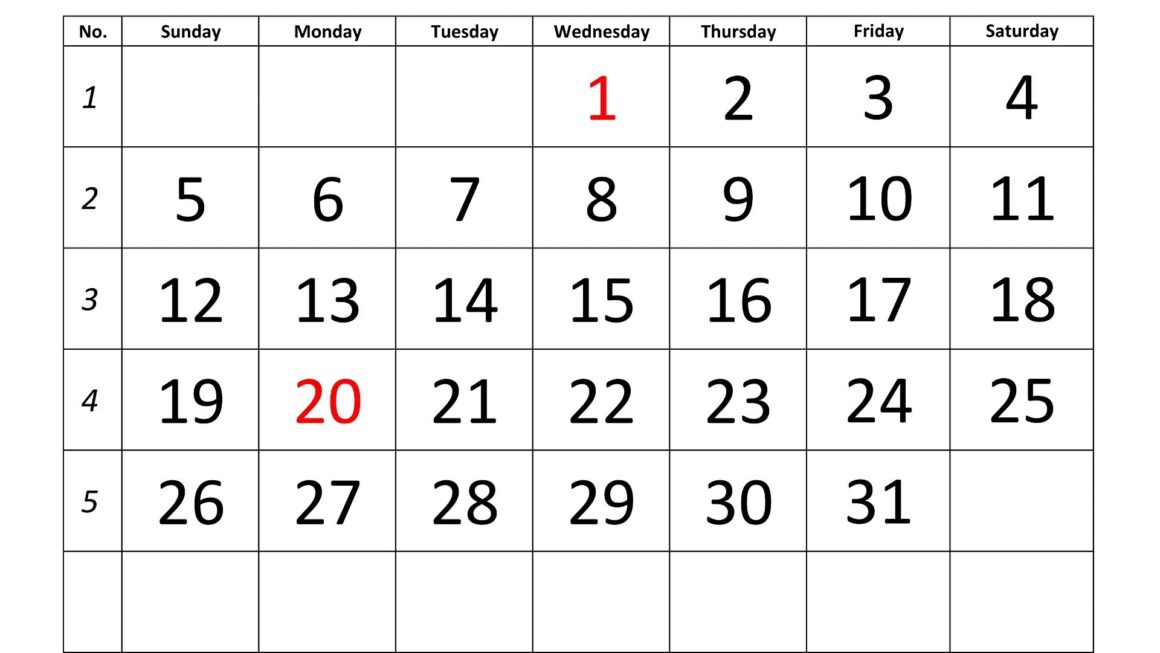 Printable Monthly Calendar 2025 Free calendar template