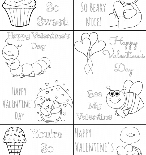 Printable Valentine Cards To Color
