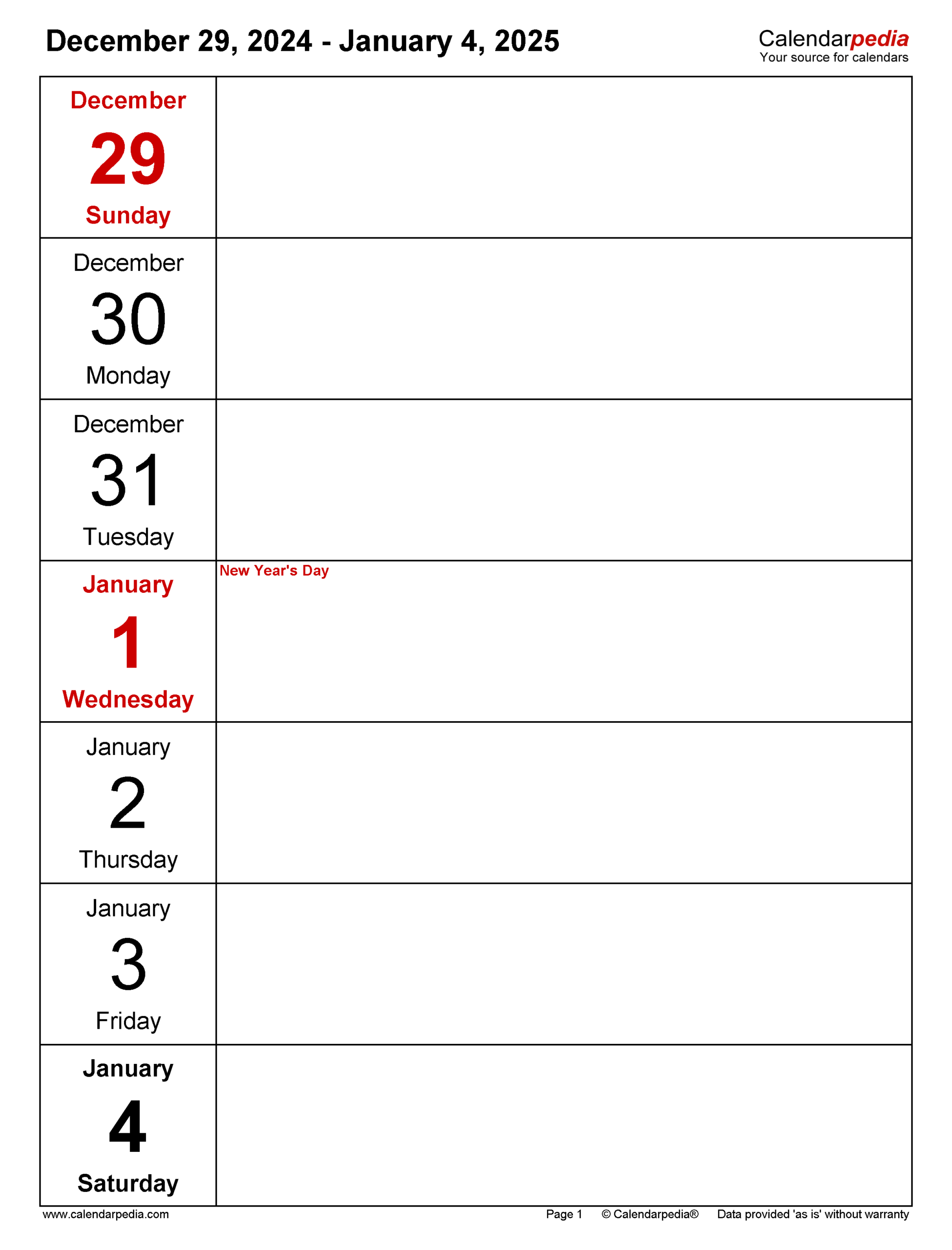 Printable Weekly Calendar 2025 Free Amy Ogden