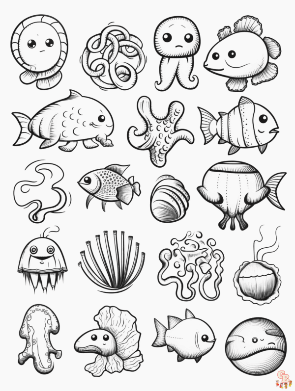 Printable Coloring Page Sea Creatures