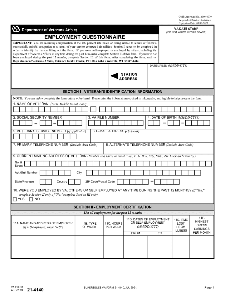 Printable Va Form 21 4140 Printable Va Form 21 4140